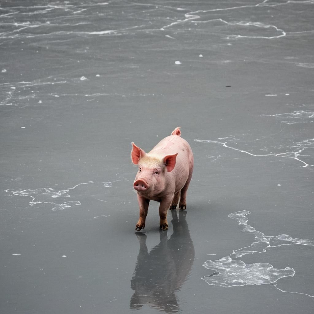 Pig on Ice: A Humorous Balancing Act