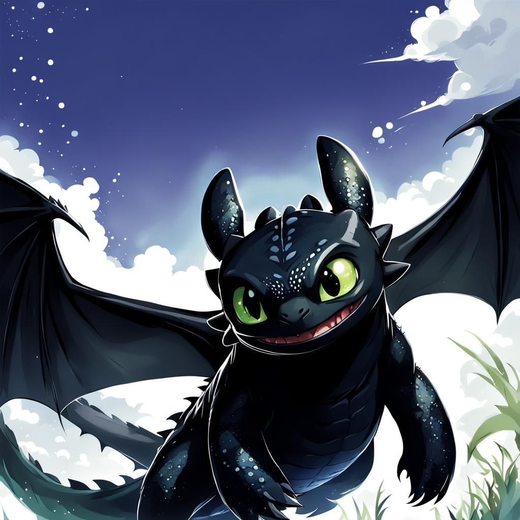 Toothless in Anime Style