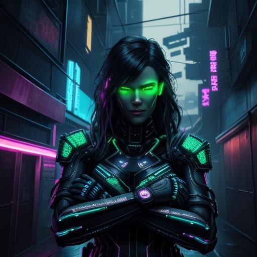 Cyberpunk Cyberware in High-Contrast Neon Lighting