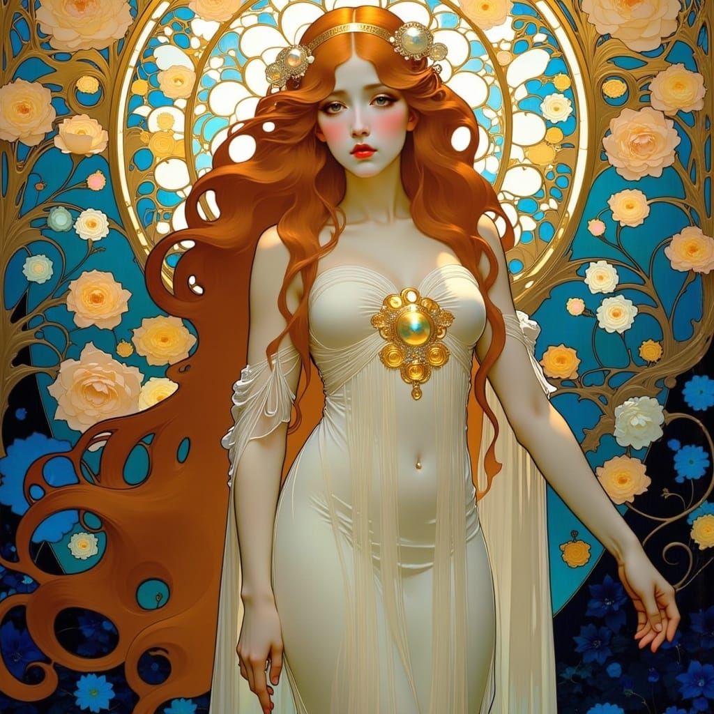 Ethereal Beauty in Art Nouveau Style