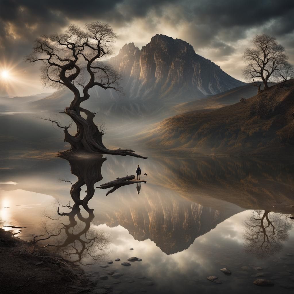 Eternal Reflection: A Matte Painting of Time