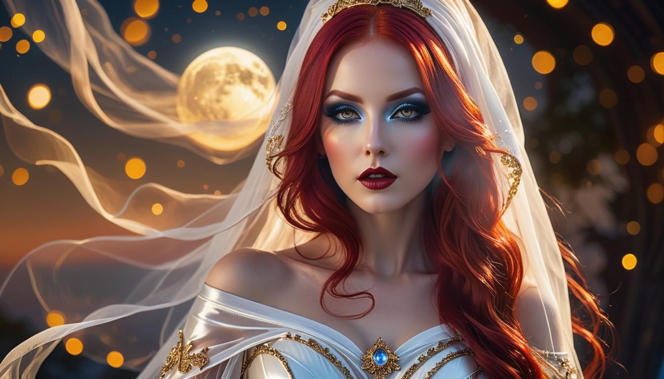Goddess with Red Hair and Mystic Energy