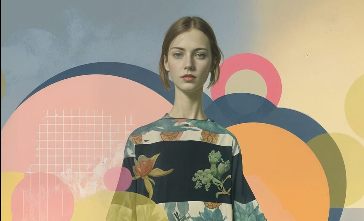 Fashionable Desert Woman in Collage Style