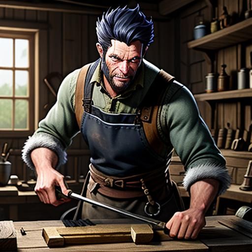 Young Shifter Blacksmith Apprentice in D&D Setting