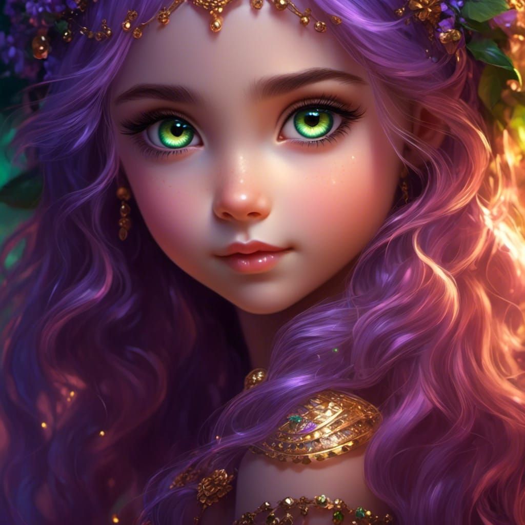 Adorable Girl Portrait with Glowing Eyes