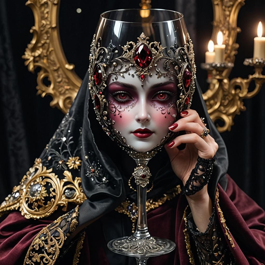 Sparkling Wine in Ornate Glassware