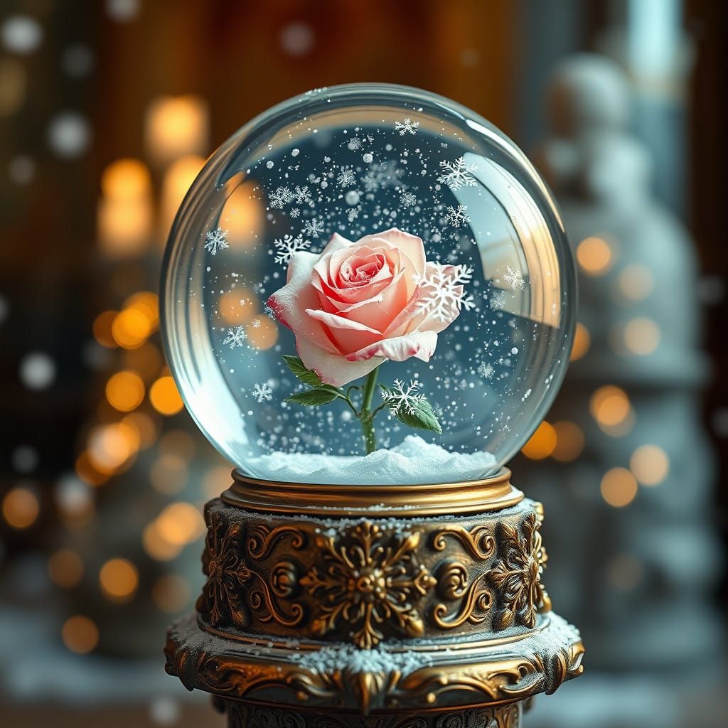 Ethereal Winter Wonderland in Delicate Snow Globe