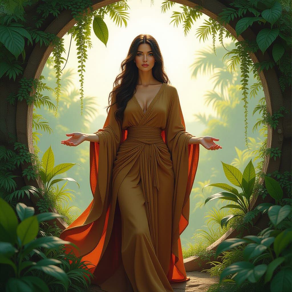 Ethereal Earth Spirit in Lush Foliage