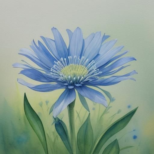 Cornflower in Watercolor Style Botanical Illustration