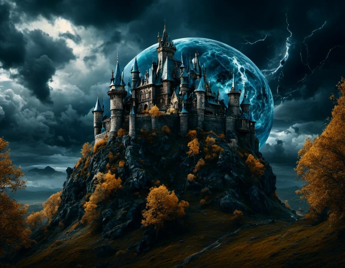 carpathian castle in a storm