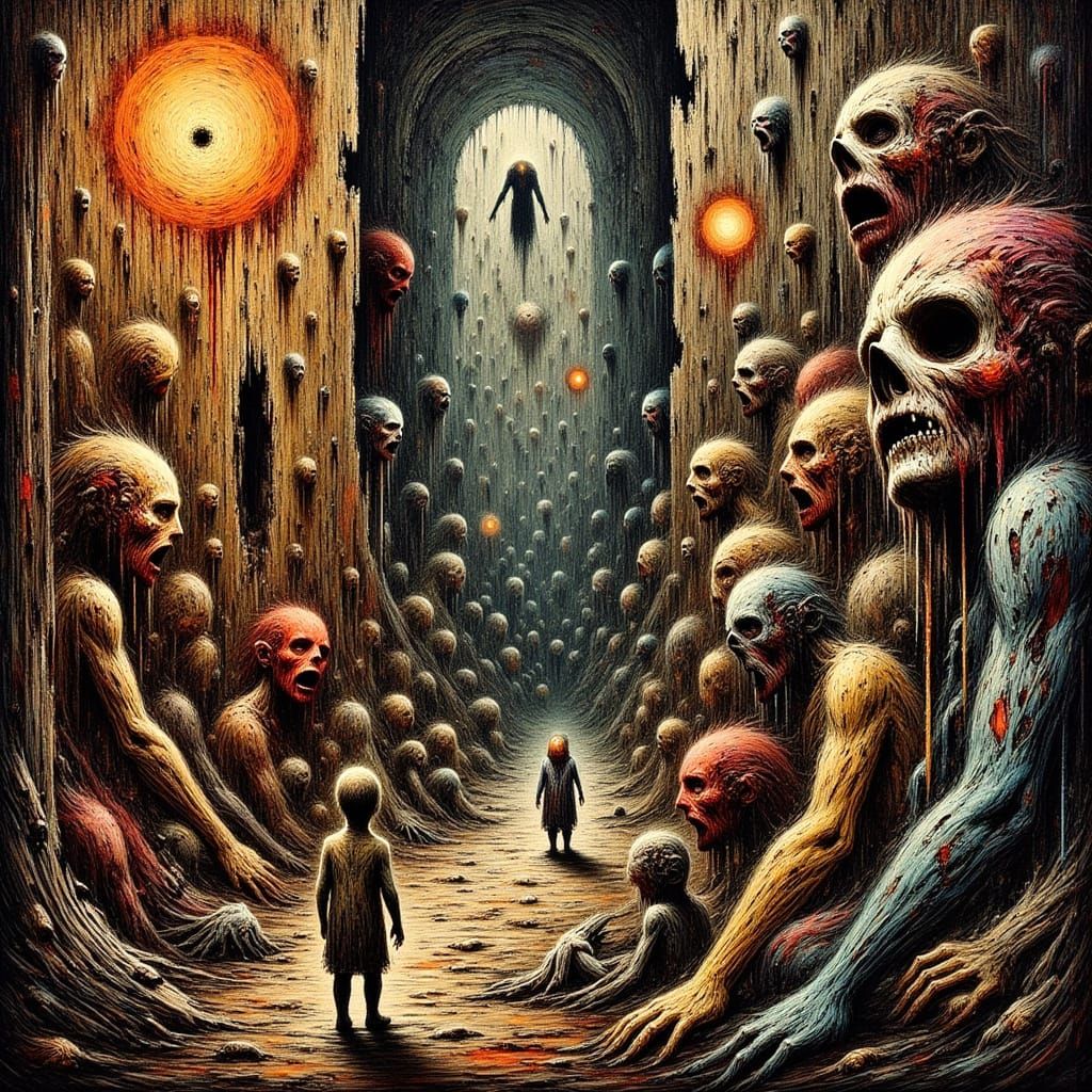 Distorted Cityscape in Dark Expressionism