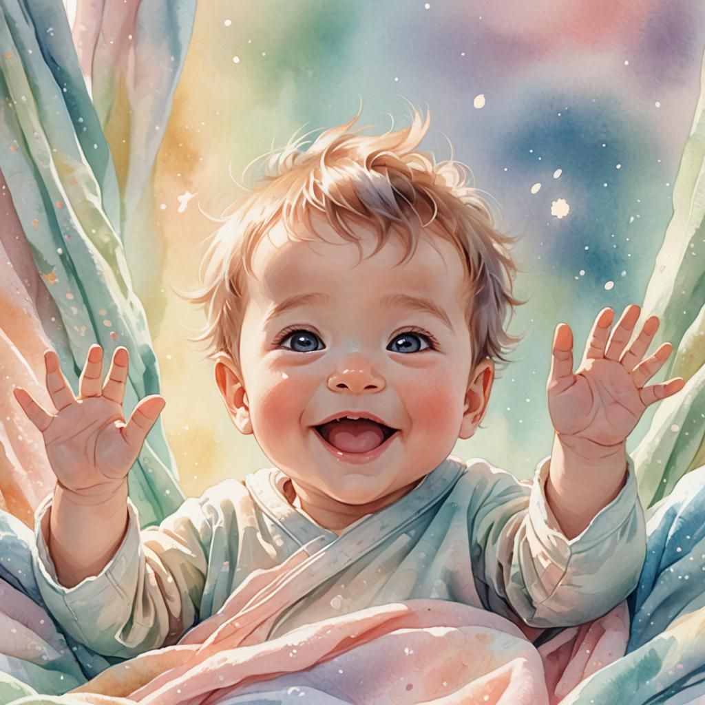 Adorable Baby Boy in Pastel Anime Style