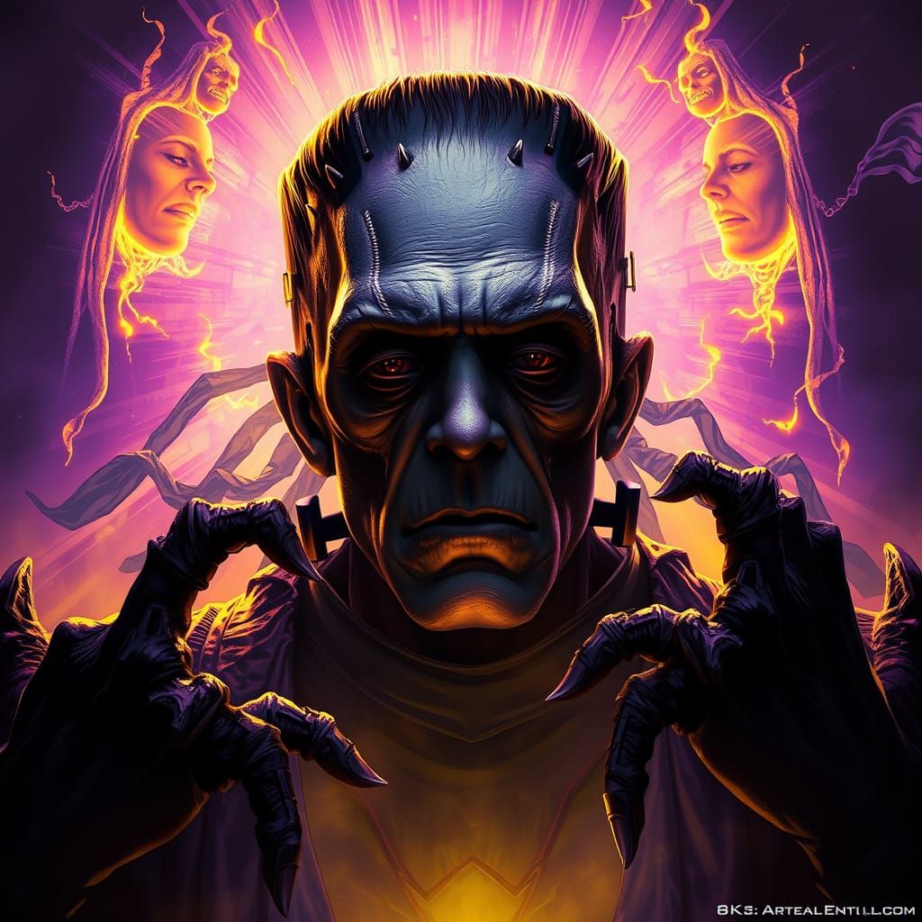 Gothic Frankenstein's Monster in Dark Fantasy Art