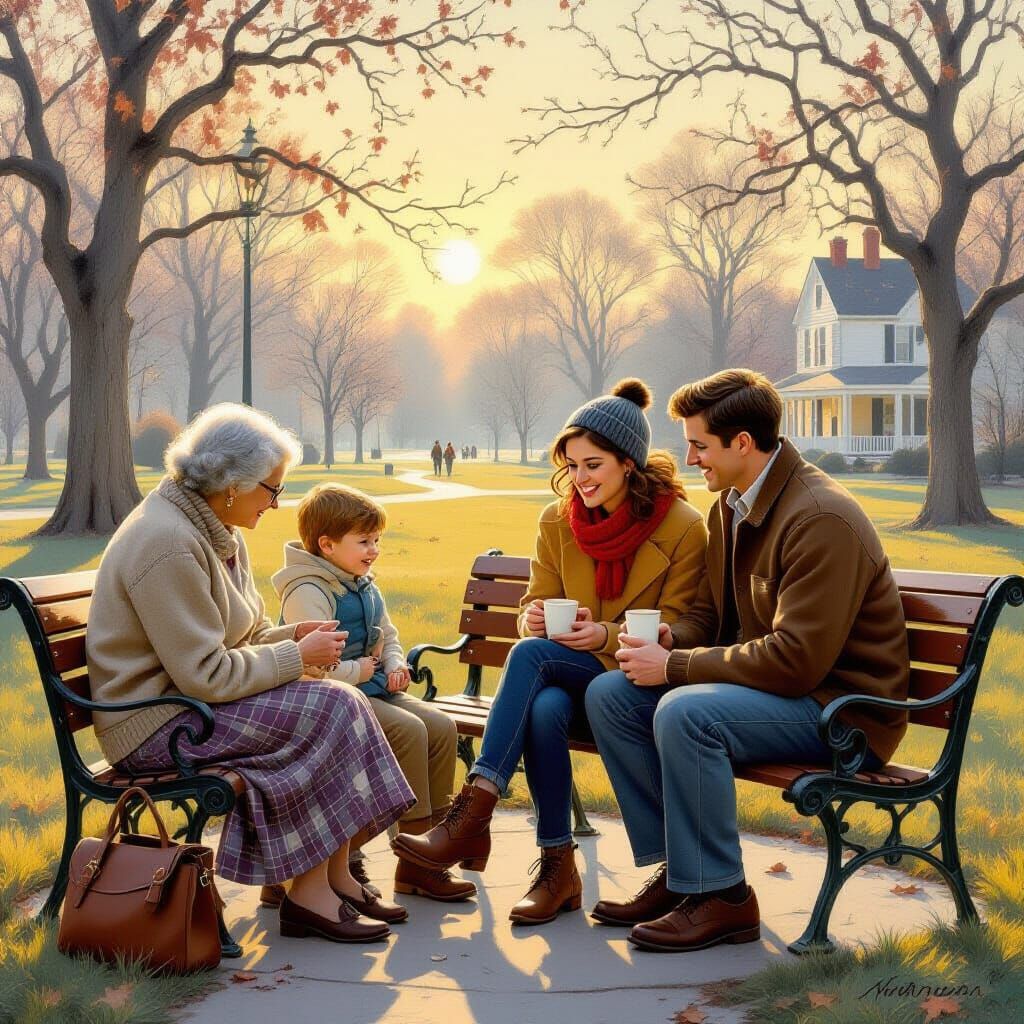 Kindness in the Park: A Rockwell-esque Scene