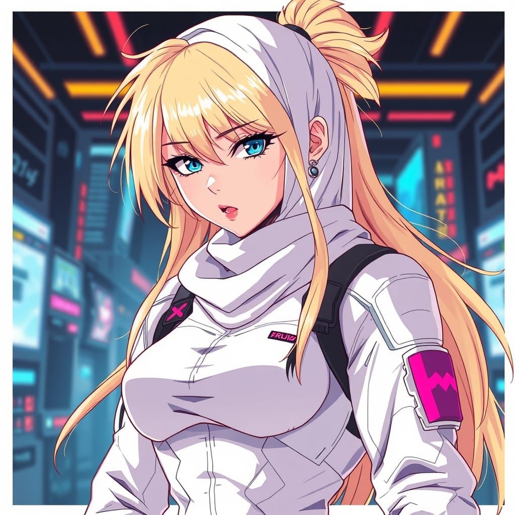 Anime-Inspired Iranian Girl in Futuristic Techwear Outfit