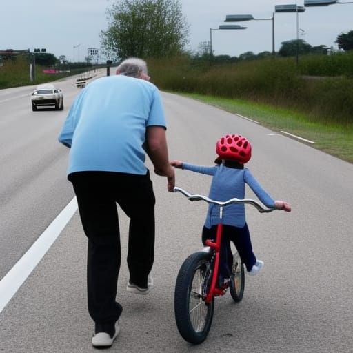 Terrifying Toddler Bike Lesson on Motorway
