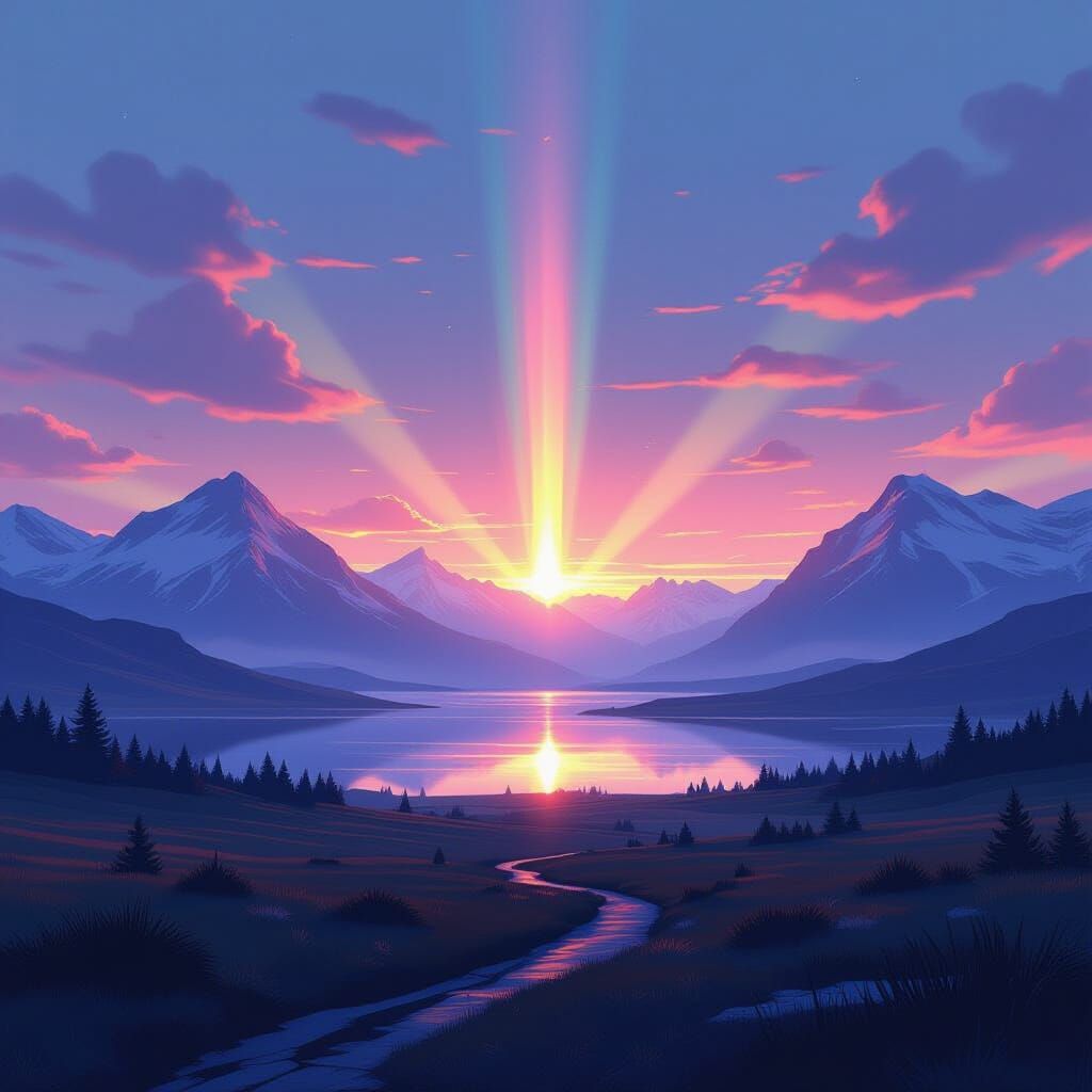 Ethereal Landscape with Refracted Light in Digital Painting ...