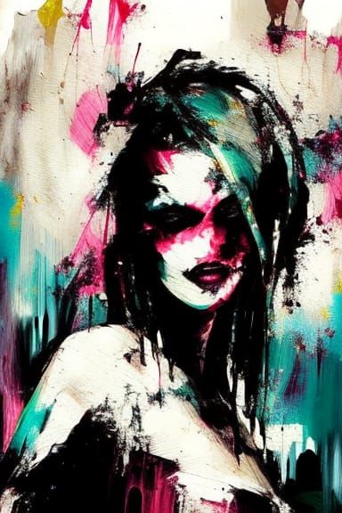 Grungy Impasto Portrait with Palette Knife Texture