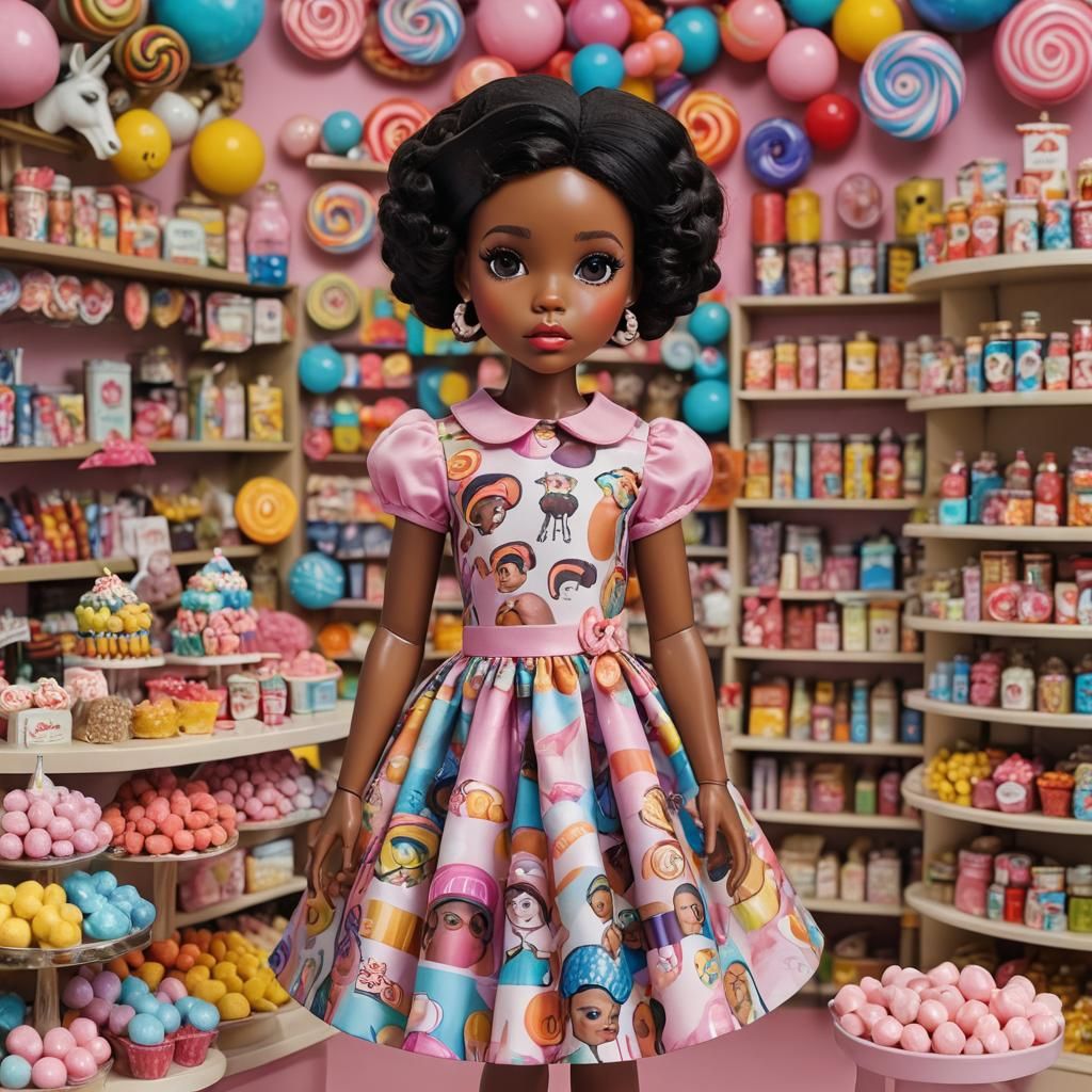 African American Blythe Doll in Candy Store