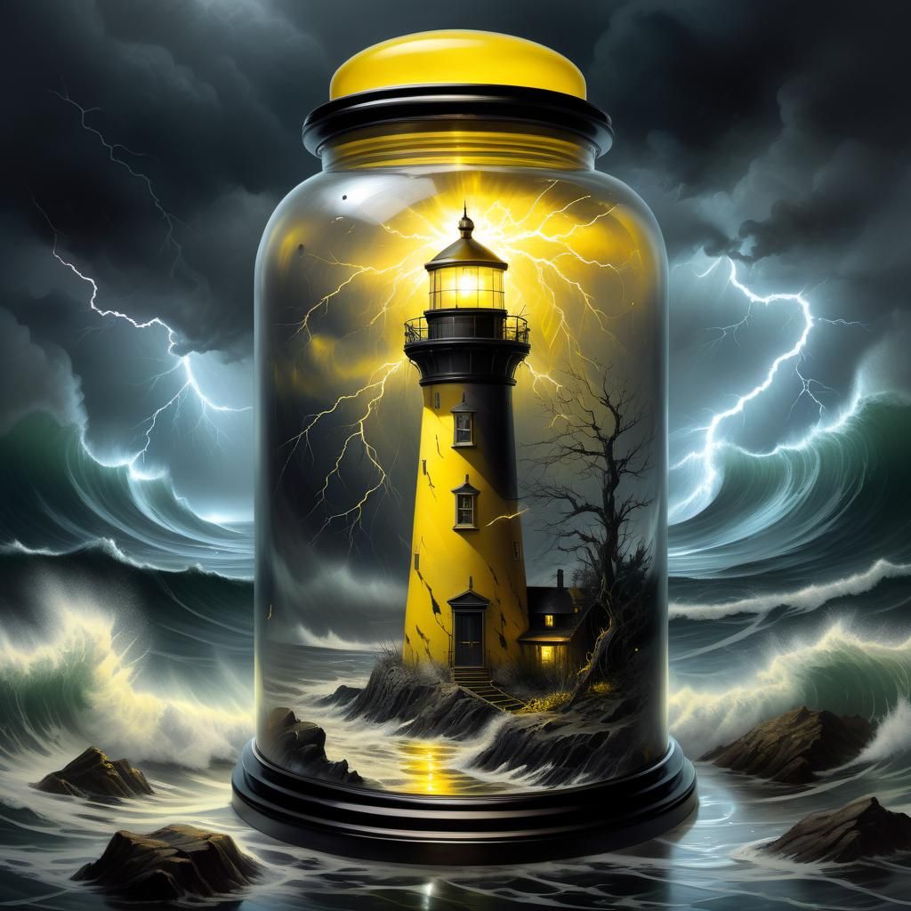 Lighthouse in a Jar: Artgerm and Rutkowski Style