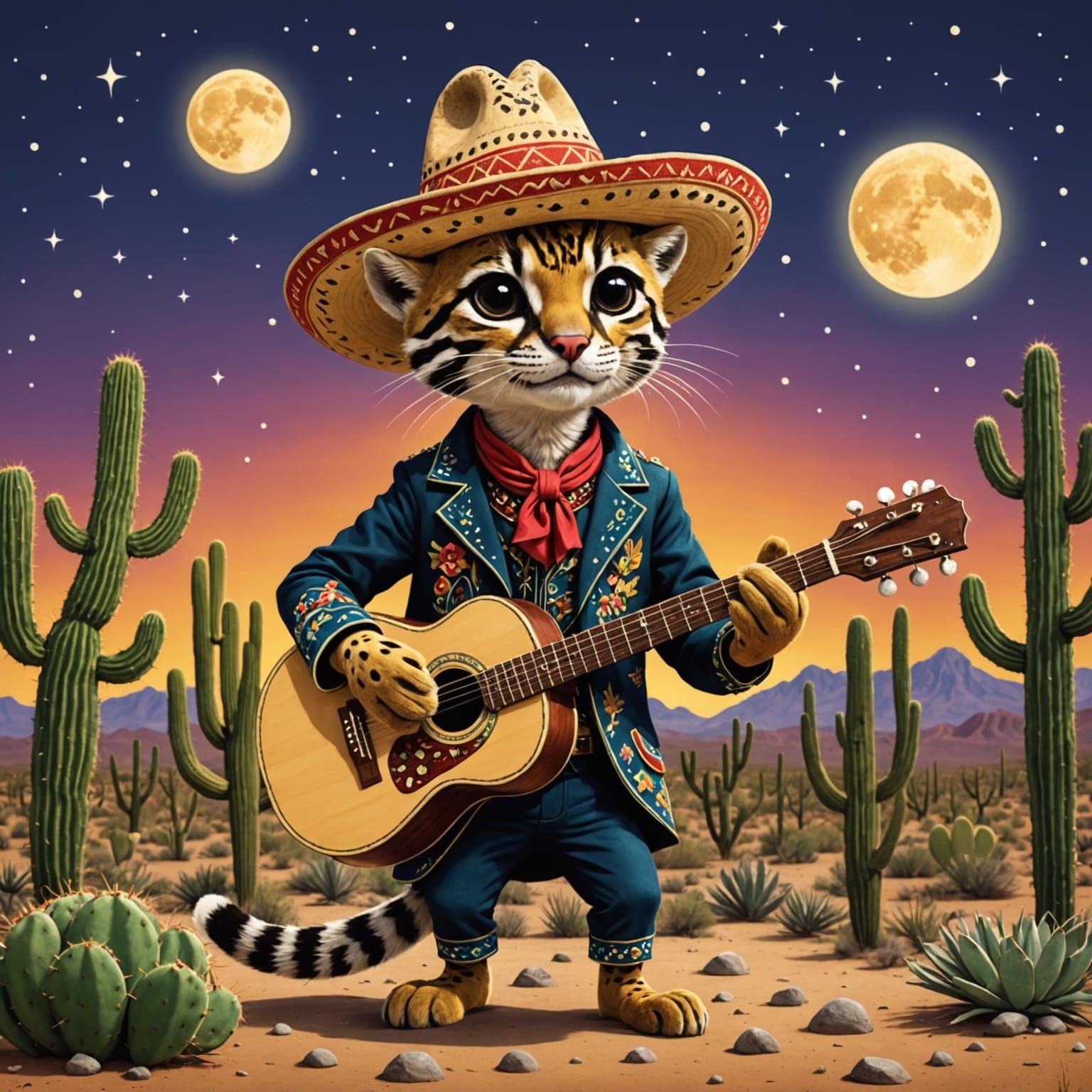 Ocelot's Moonlit Serenade in the Desert