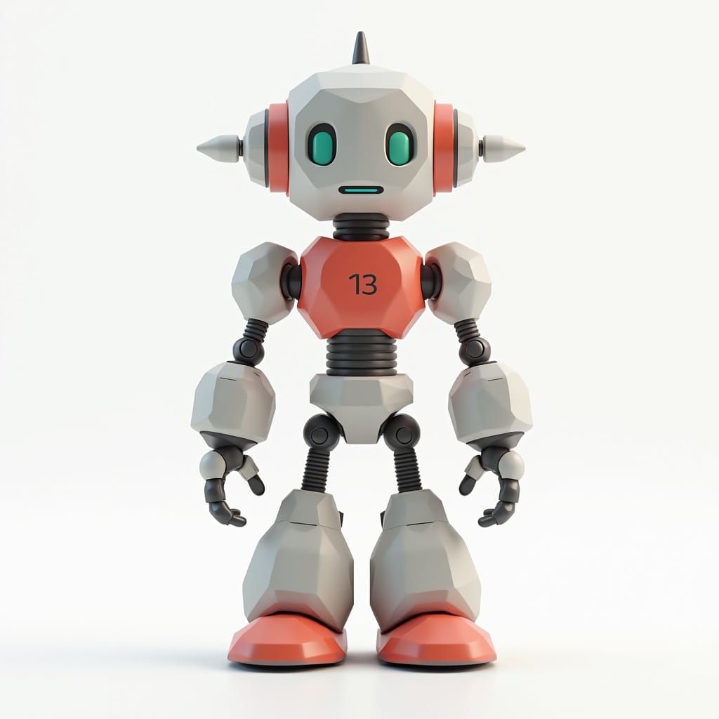 Futuristic Toy Robot in Minimalist 3D Low Poly Art
