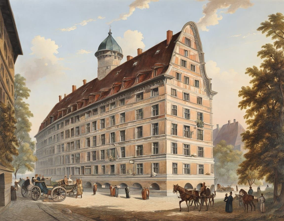 Gothic Building in the Style of Ernst Ferdinand Oehme