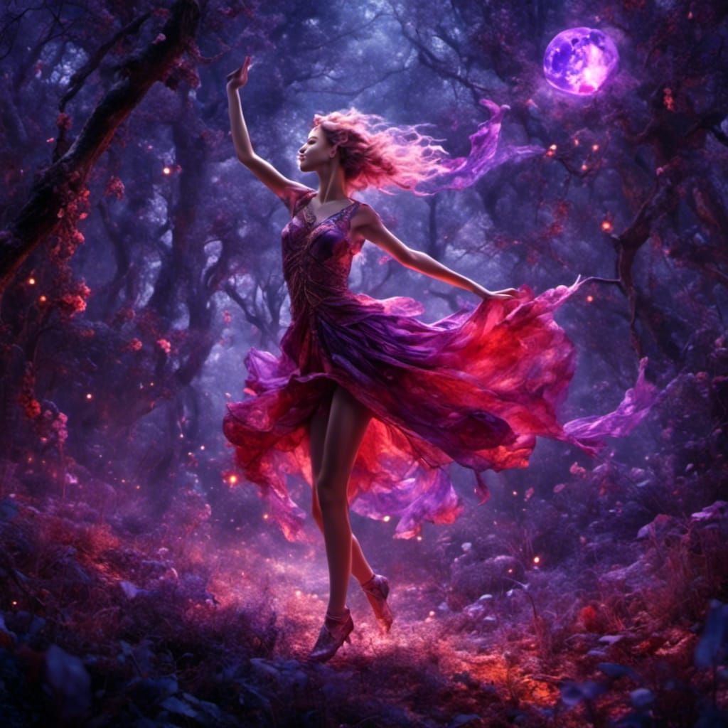 Dark Fairy Dance Under Violet Moon