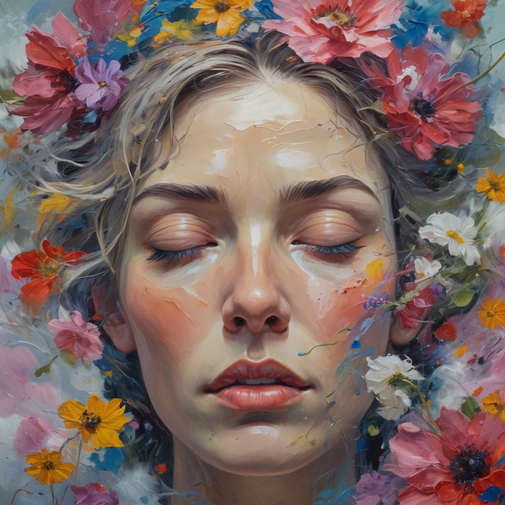 Dreamscape Portrait in Neo-Expressionist Impasto Style