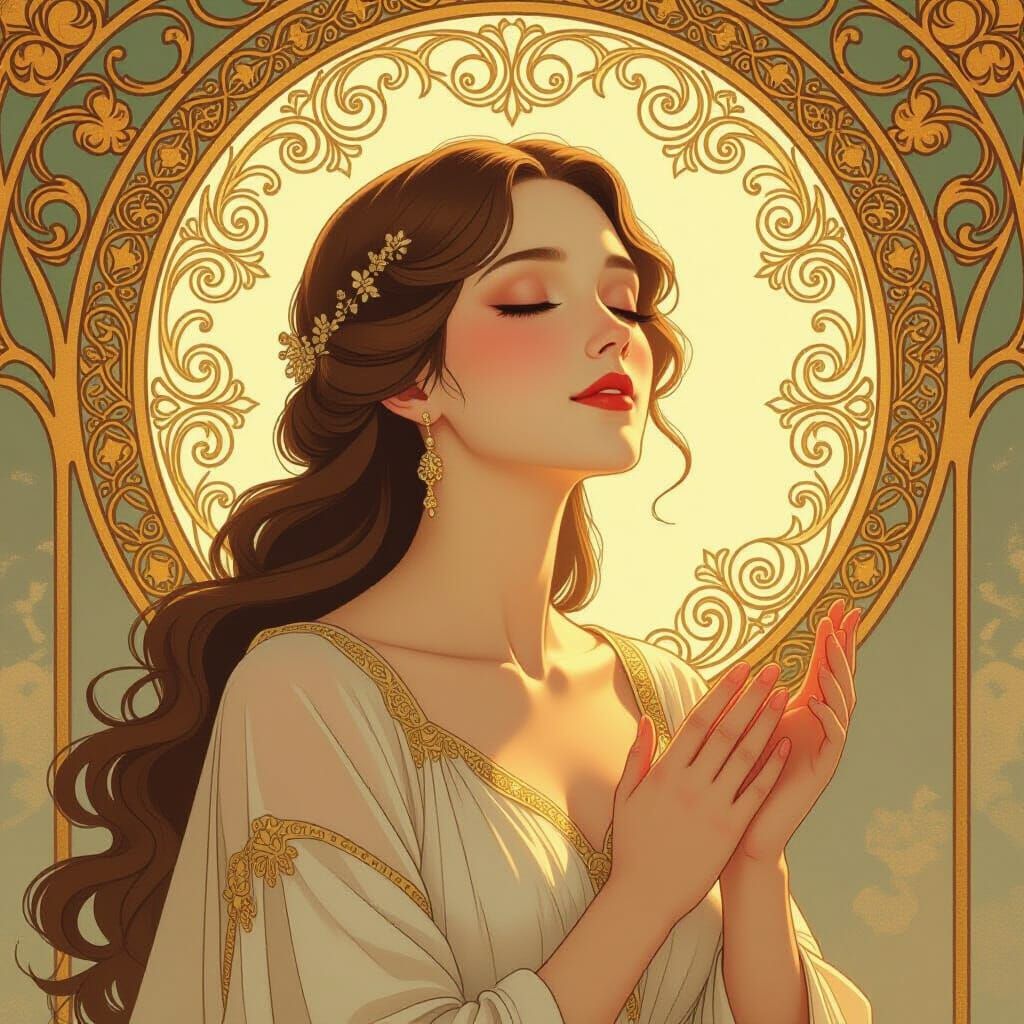 Ethereal Singer in Art Nouveau Style