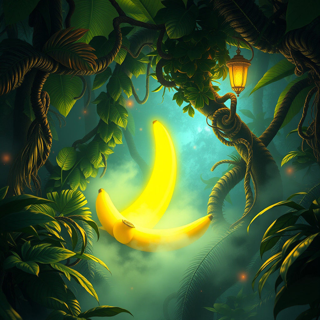 Glowing Banana in Mystical Jungle