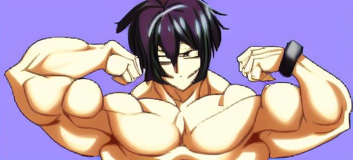 Extremely Muscular Anime Girl with Ripped Physique