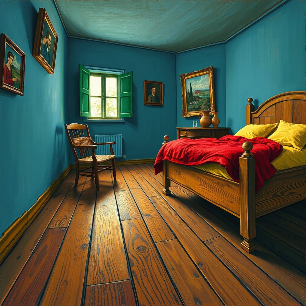 Cozy Bedroom in Expressive Brushwork Style