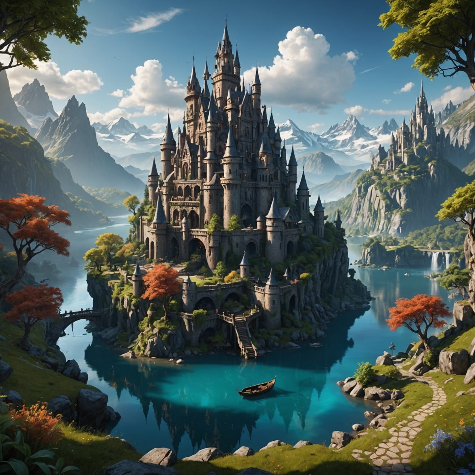 Detailed Fantasy World Concept Art in Deep Color