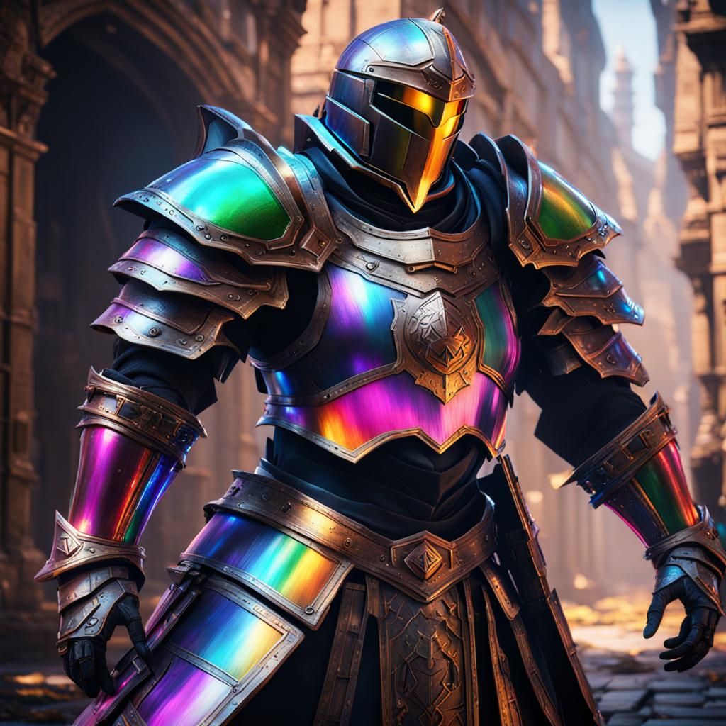 Fallen Knight in Rainbow Armor: 3D Game Cinematic