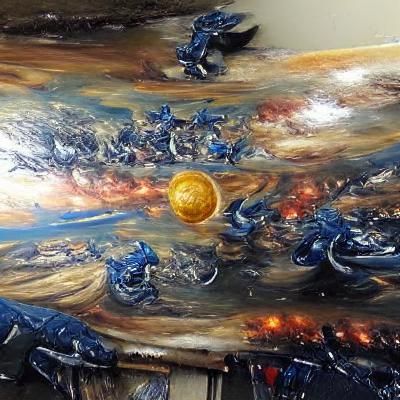 Epic Space Battle Over Blue Gas Giant