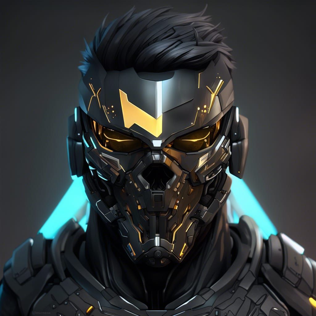 Cyborg Soldier Portrait with Tactical Armor