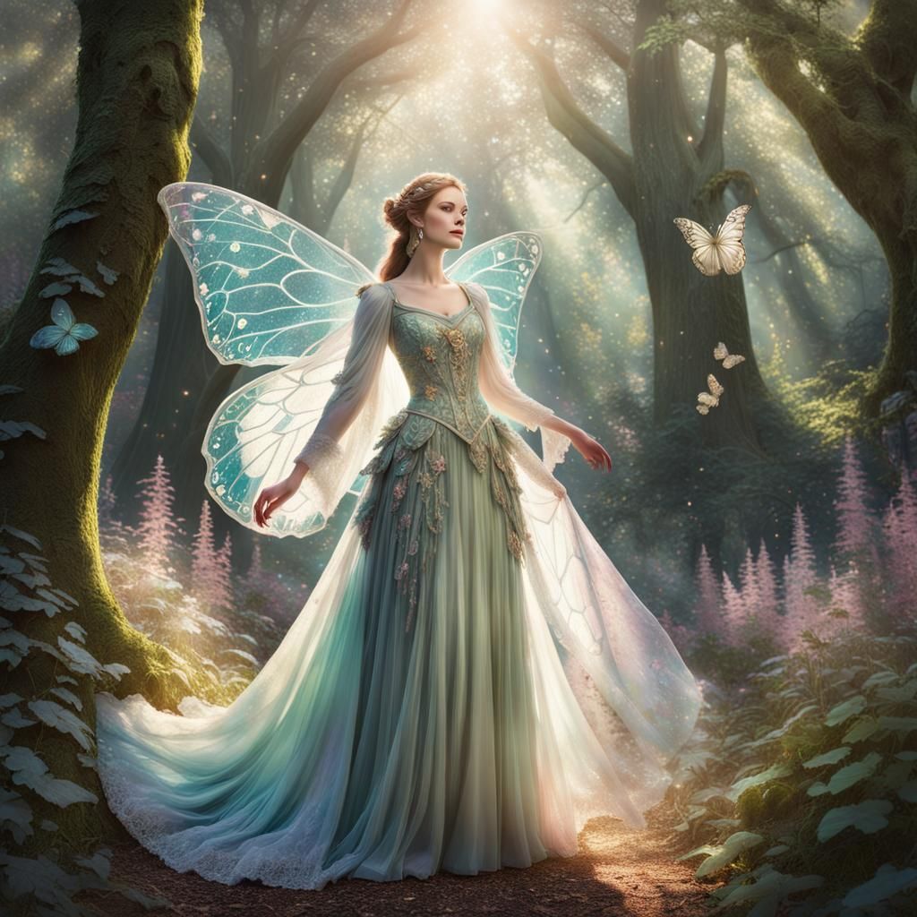 Magical Girl Seraphina in Ethereal Forest Clearing