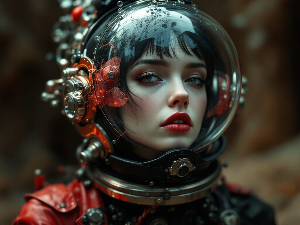 red and black space suit