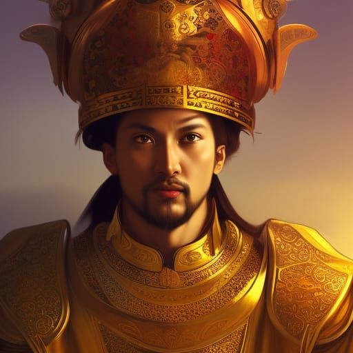 Byzantine Emperor Wuxia Portrait in Gilded Sunset