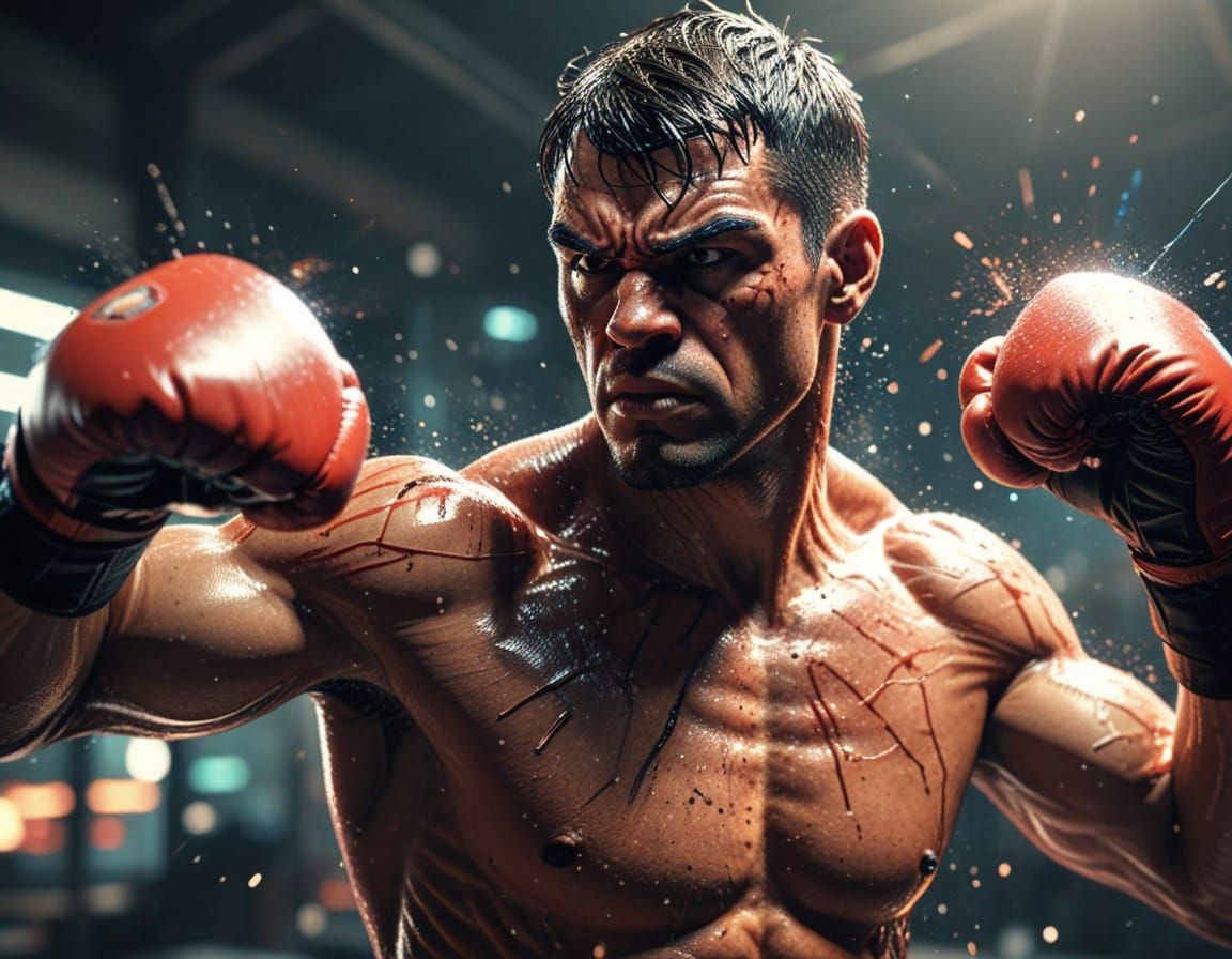 Boxer Punch in Comic Book Style Concept Art