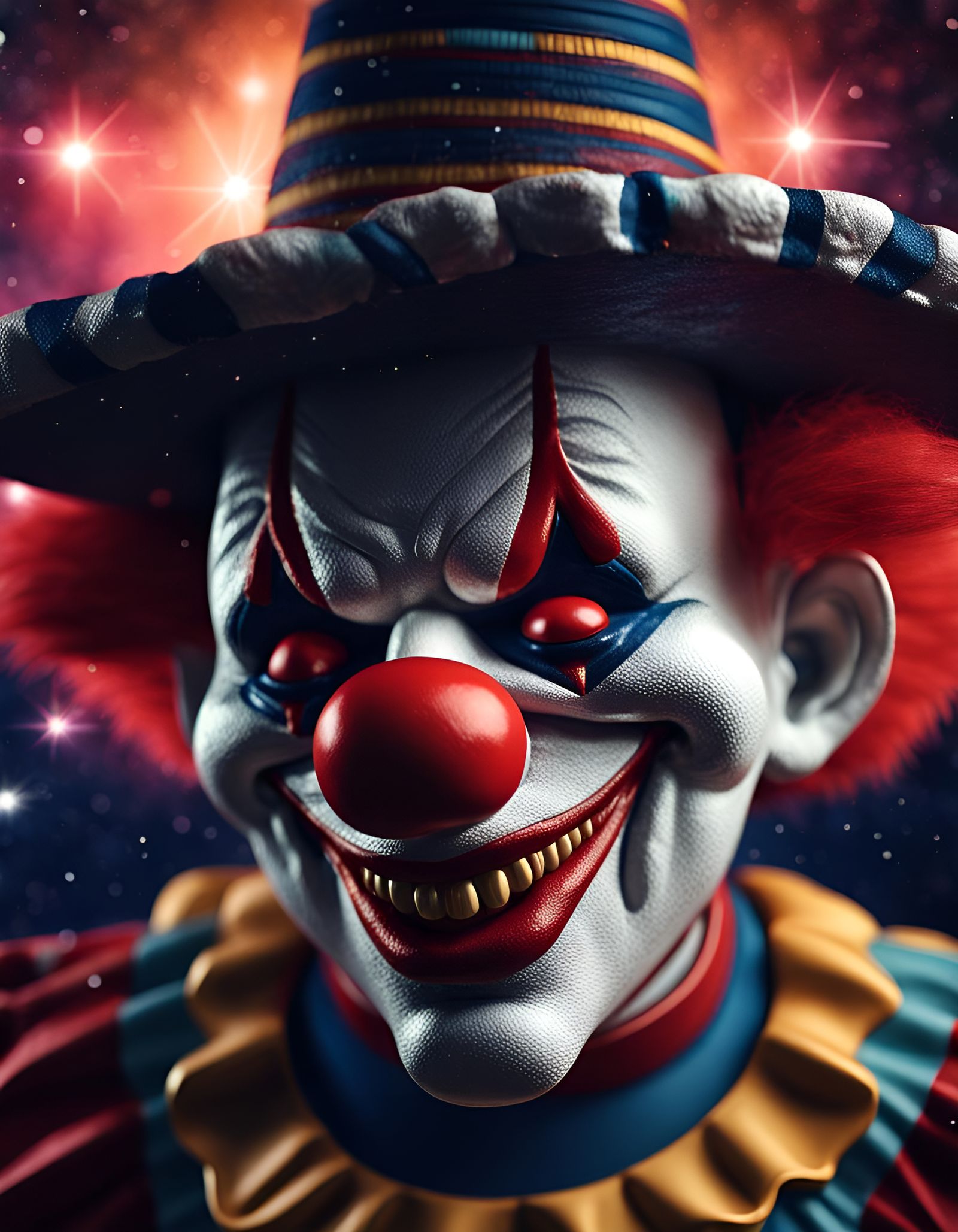 Evil Clown with Sombrero Among the Stars