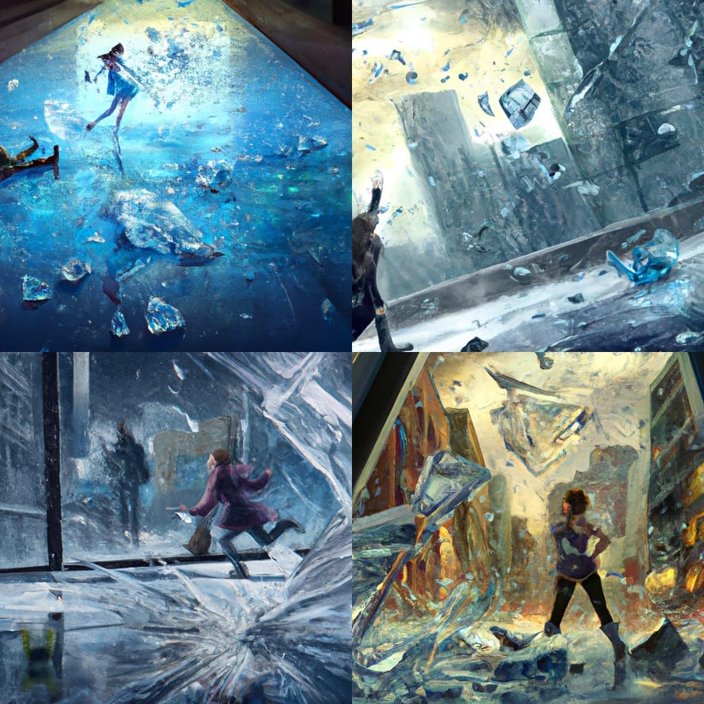 Woman Falls on Shattered Ice in Dystopian Ice Storm