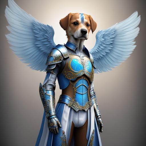 Armored Beagle with Wings: Surreal Concept Art