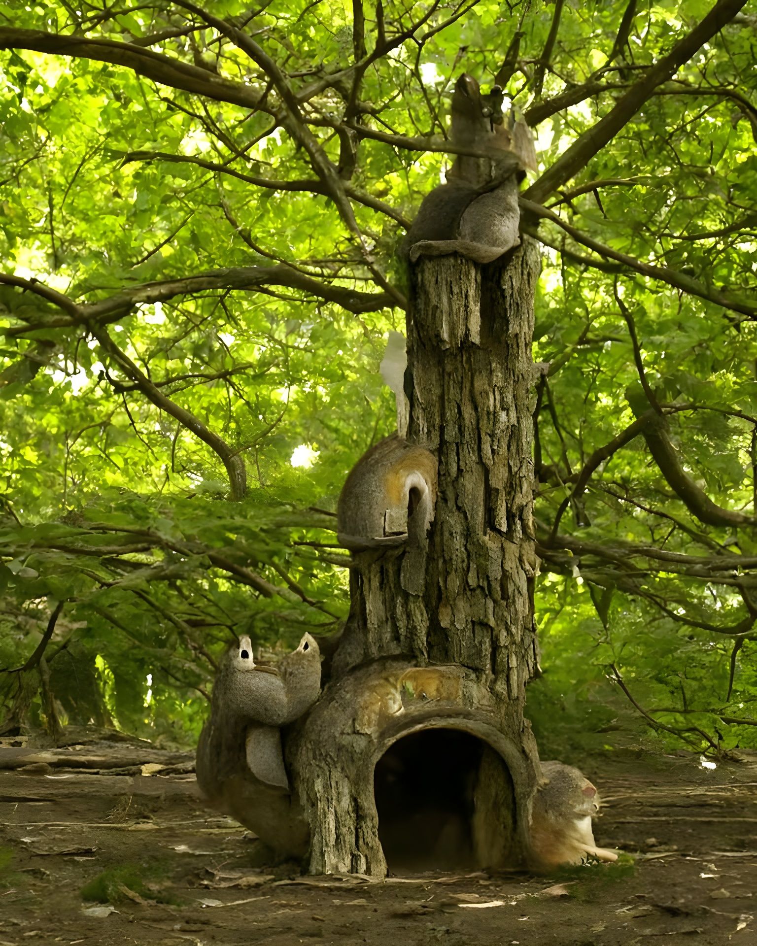 Squirrel Kingdom in Majestic Tree Trunk Castle