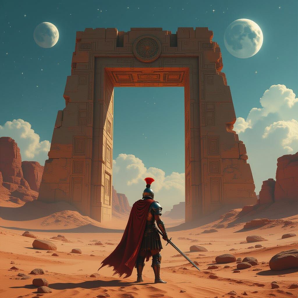 Roman Legionnaire Guarding Ethereal Gateway