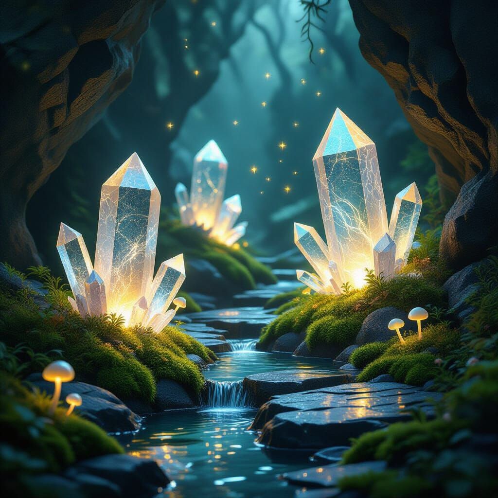 Luminous Crystals in Subterranean Landscape