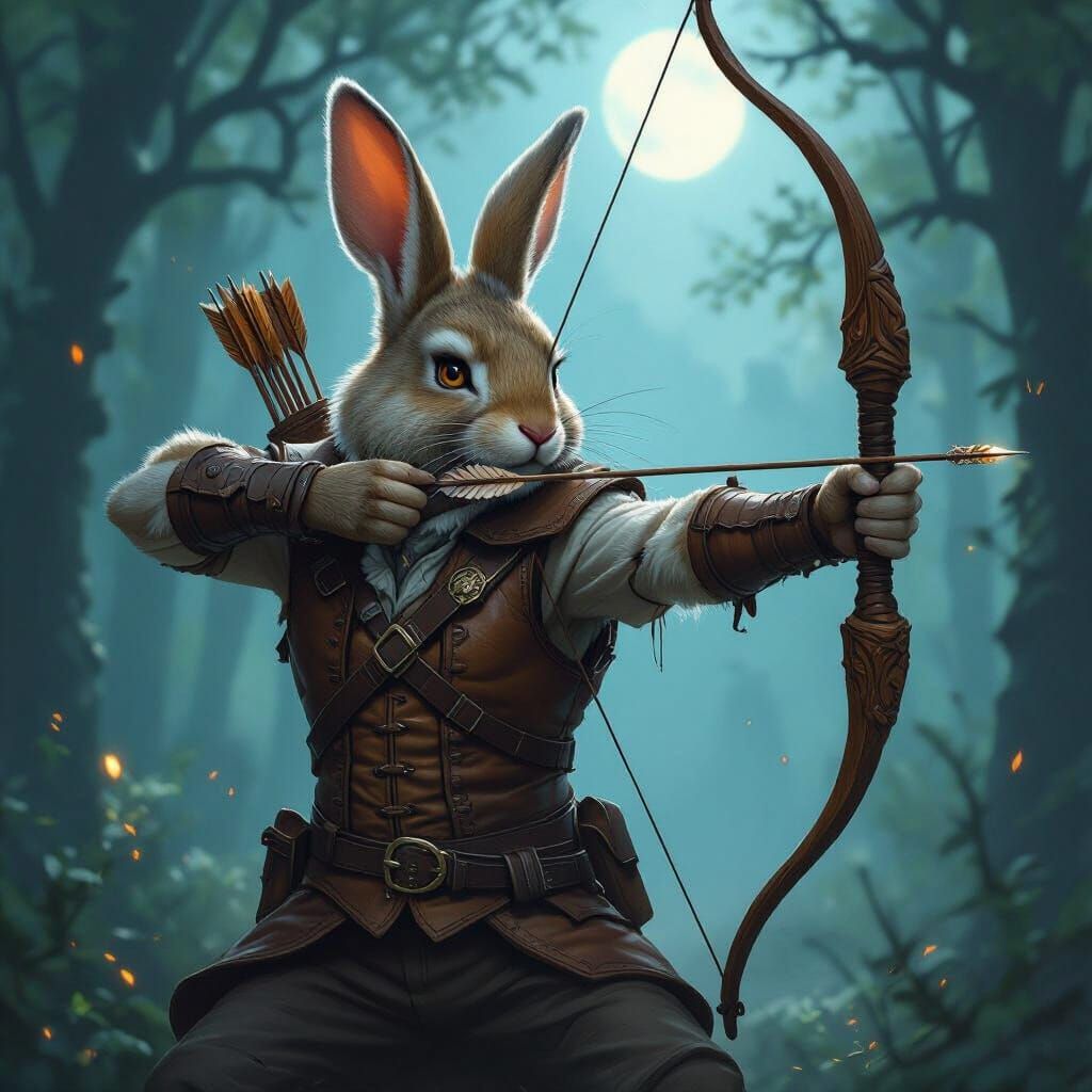 Rabbit Rogue in Twilight Forest - Hyperrealistic Concept Art