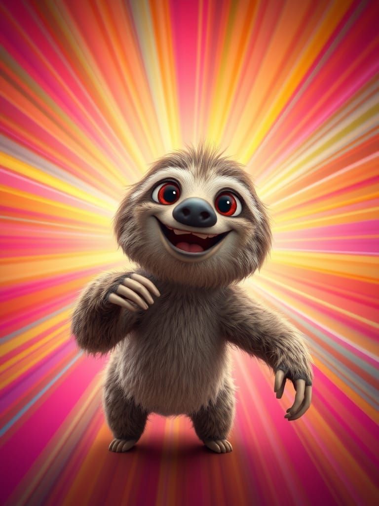 Vibrant Sloth Concept Art in Dynamic Motion