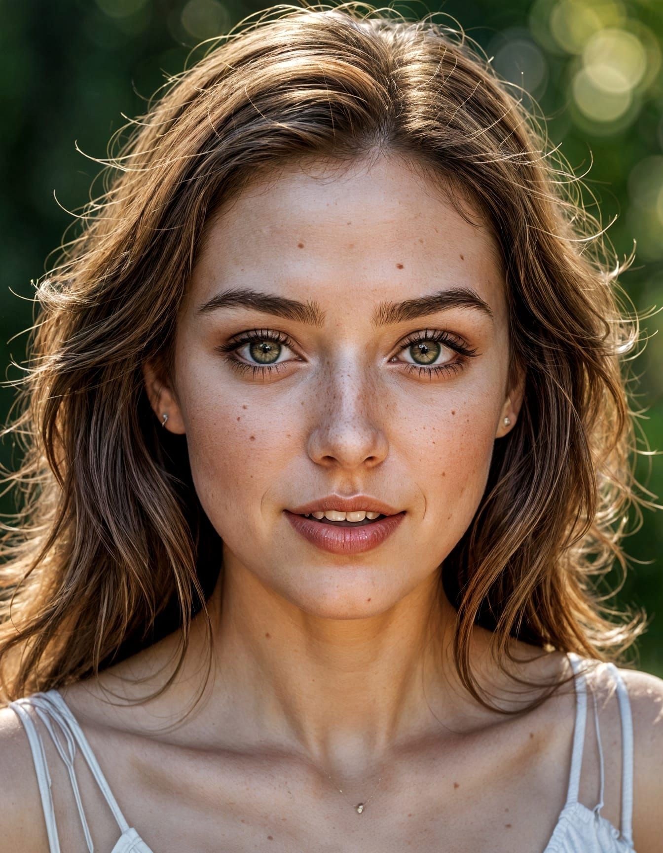 Photorealistic Portrait of a Young Woman with Captivating Ha...